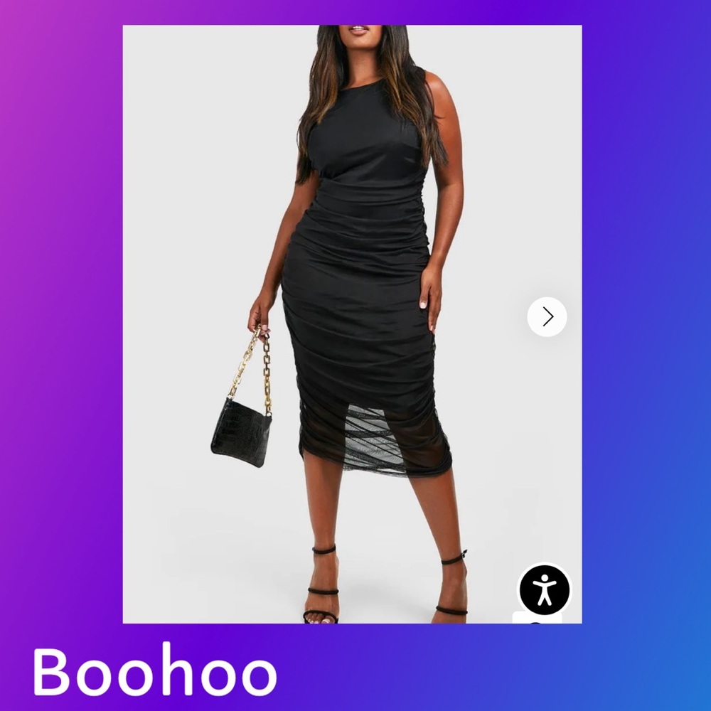 Boohoo Black Ruched Cocktail Dress